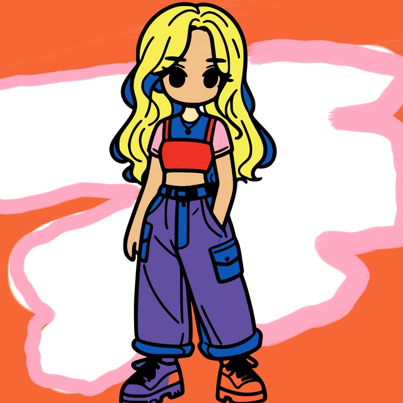 girl in crop top and baggy pants
