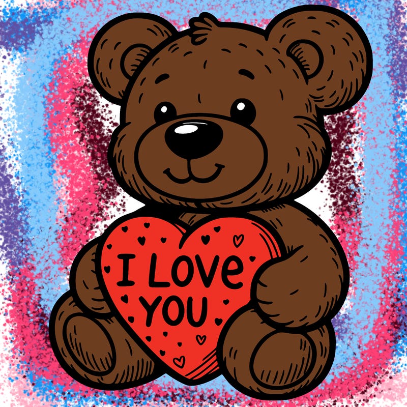 teddy bear holding an i love you heart