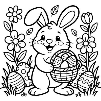 Introduce your little one to the magic of Easter with this delightful coloring page featuring a cheerful Easter Bunny. Designed with toddlers in mind, its thick lines and simple shapes make coloring easy and enjoyable, helping to develop fine motor skills.