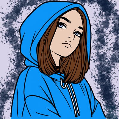 a realistic girl in a hoodie