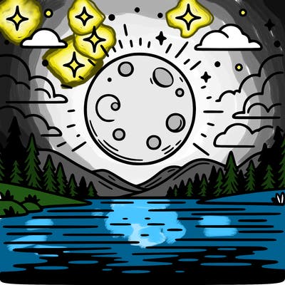 moonlight shining on a lake