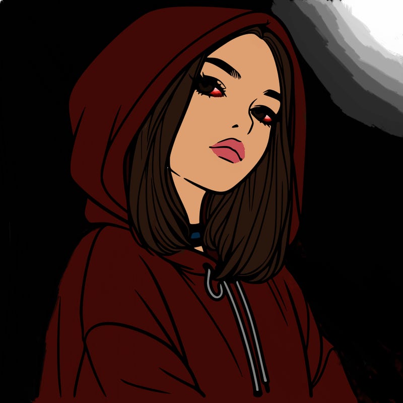 a realistic girl in a hoodie