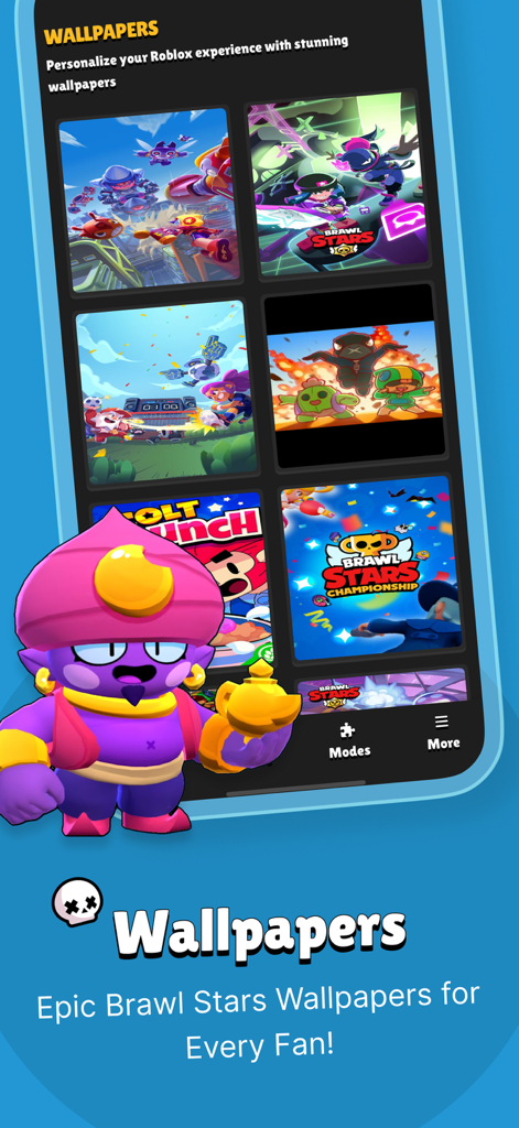 Insider for Brawl Stars - Una galería de fondos de pantalla épicos de Brawl Stars dentro de la interfaz de la aplicación Insider