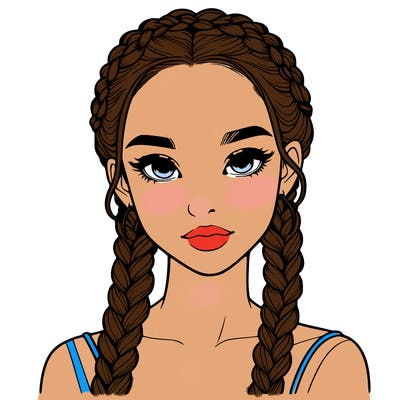 realistic girl with braids