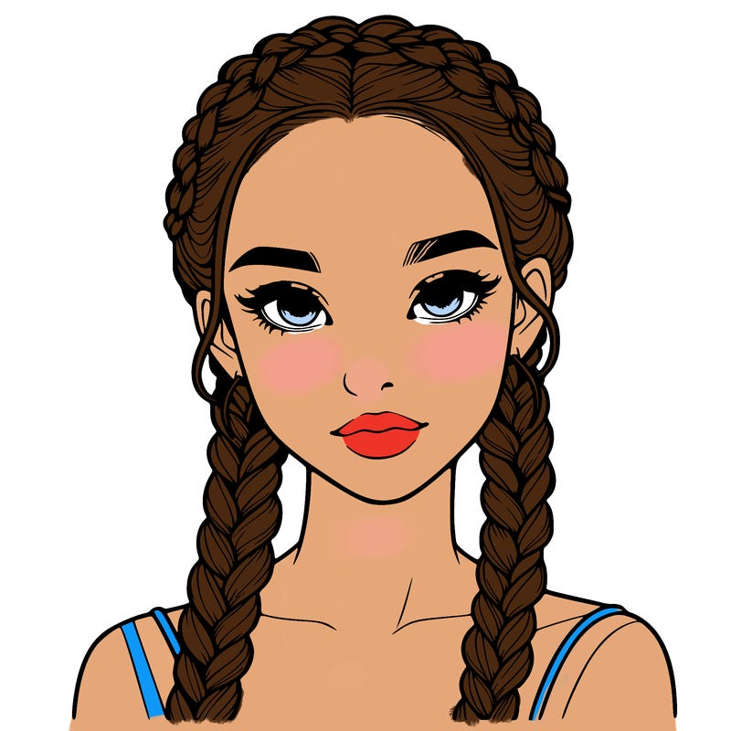 realistic girl with braids