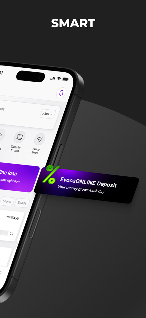 EvocaTOUCH - EvocaTOUCH mobile banking app interface showing online deposit and loan features