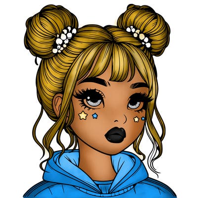 realistic girl with space buns