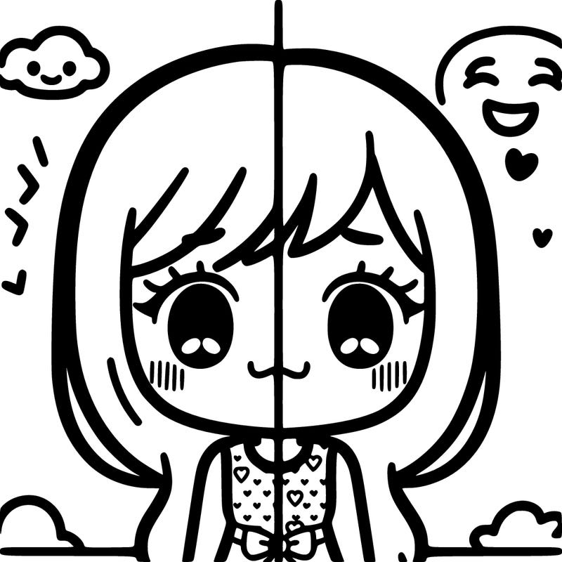 girl split sad and happy