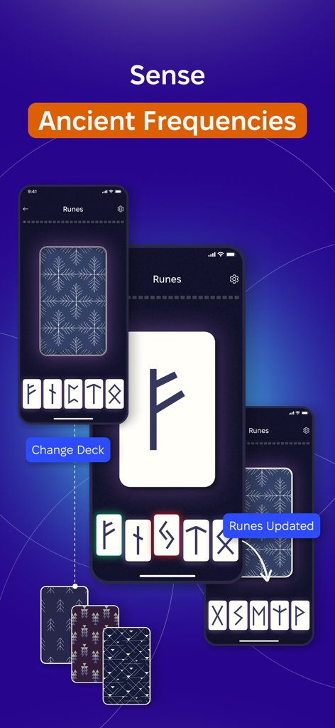 VEREVIO App-Oberfläche für das Training mit alten Runen zur außersinnlichen Wahrnehmung.