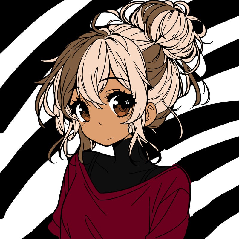 a beautiful anime girl with a messy bun
