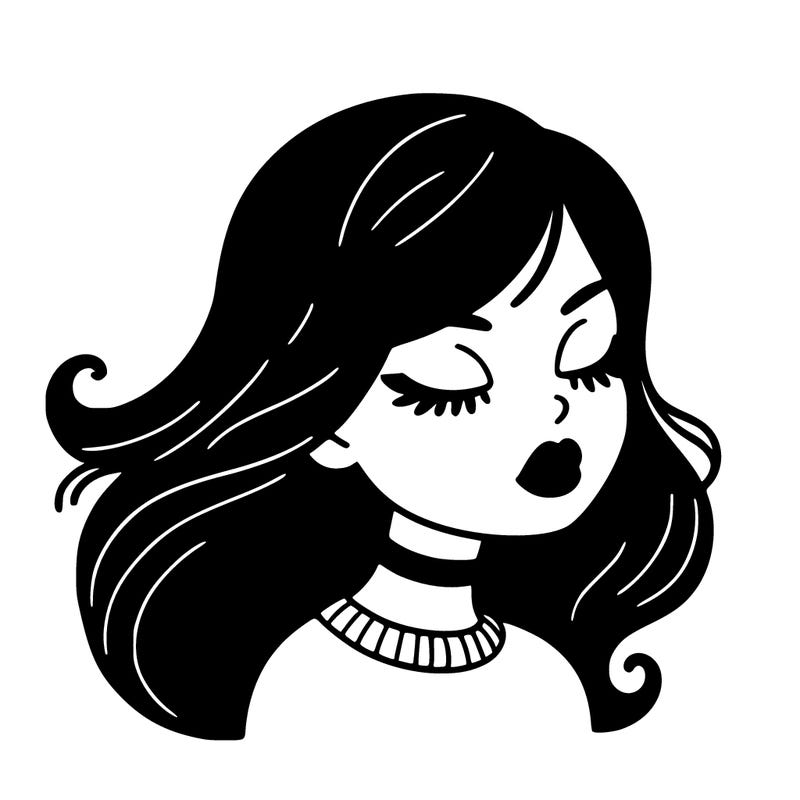 girl with dark black hair and big lips