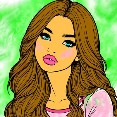 realistic girl with hair on her hair and lips