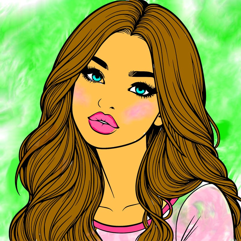 realistic girl with hair on her hair and lips