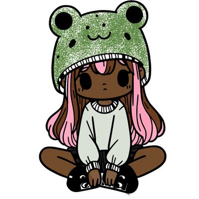 a girl wearing a frog hat and some frog socks