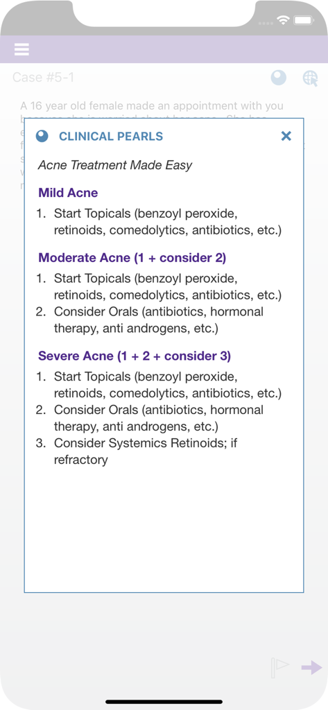 Family Medicine Study Guide - Clinical pearls for acne treatment guidelines in the Family Medicine Study Guide app
