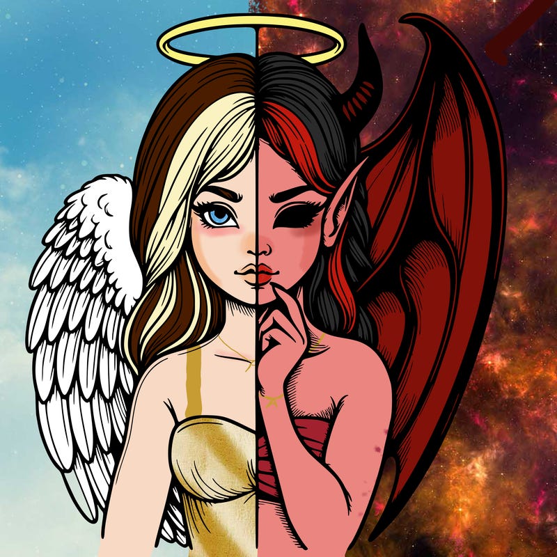 realistic angel half demon