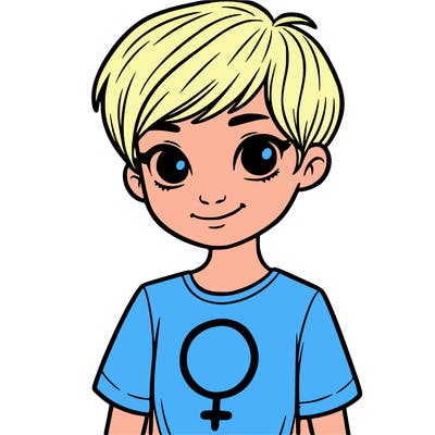 girl with pixie cut and feminist shirt