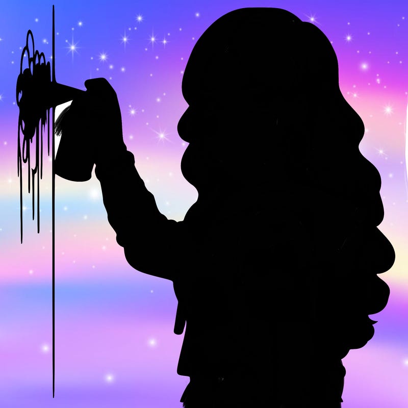 realistic girl with mask spray painting a wall