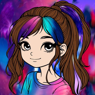 realistic girl with ponytail
