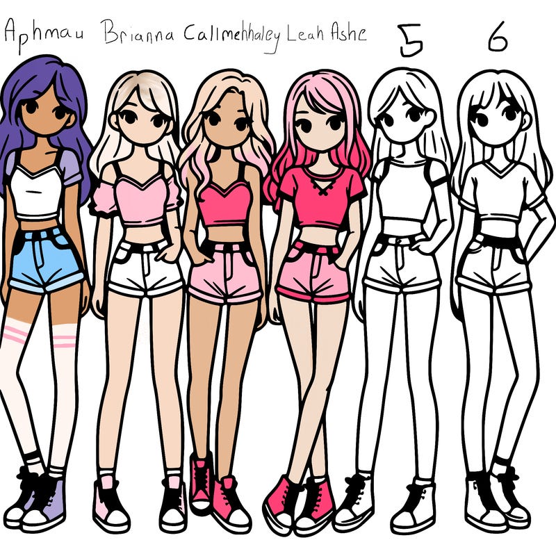 a group of girls wearing crop tops and shorts