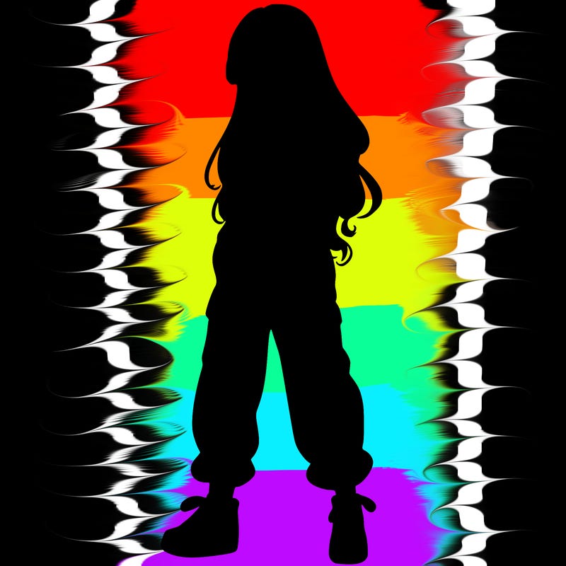 girl in baggy pants crop top and long hair