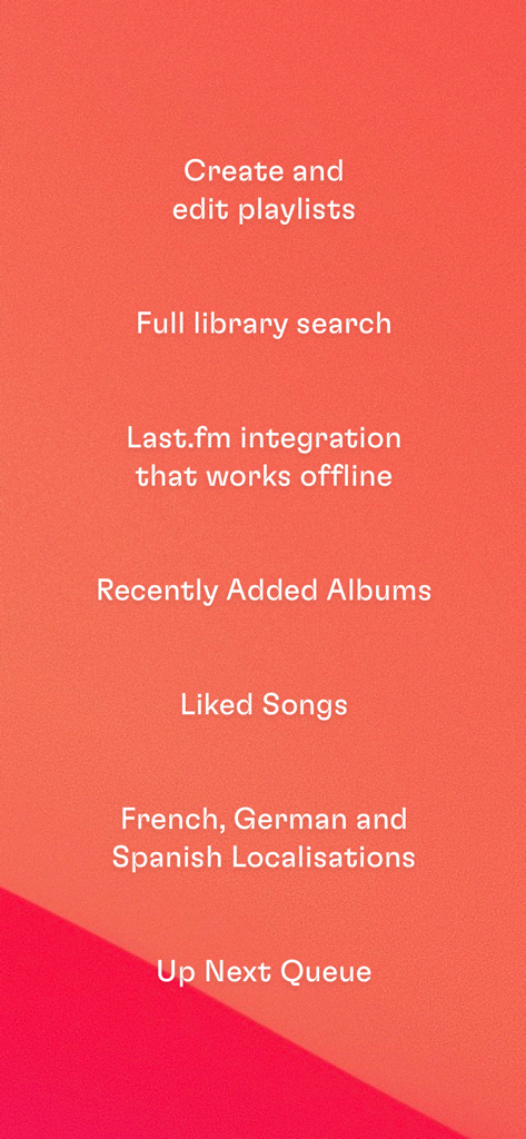 Doppler MP3 & FLAC Player - A feature list for Doppler MP3 and FLAC Player including playlists, library search, and Last.fm integration