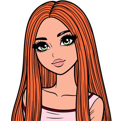 realistic girl with straight and long hair