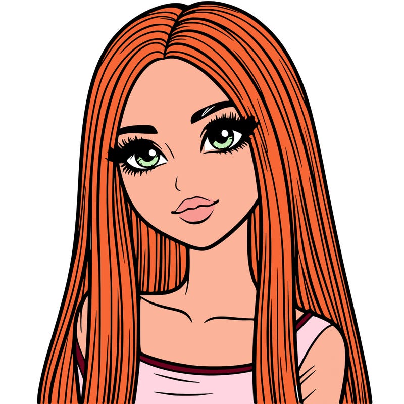 realistic girl with straight and long hair