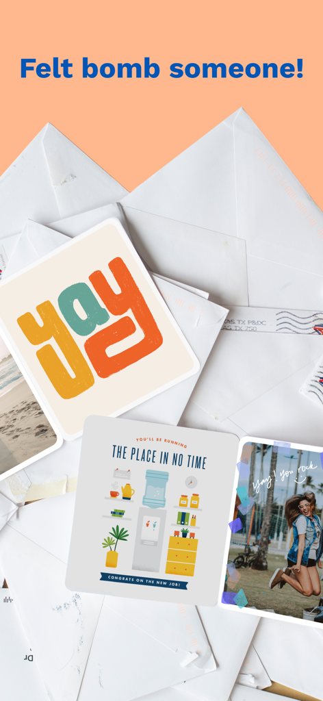 Felt: Greeting Cards & Gifts - A collection of personalized greeting cards and envelopes from the Felt app including birthday and congratulations designs