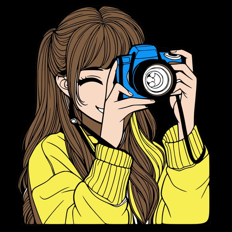 realistic girl taking a picture