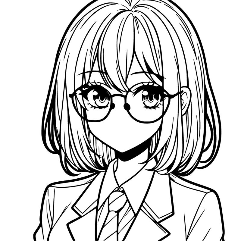 manga woman character with glasses