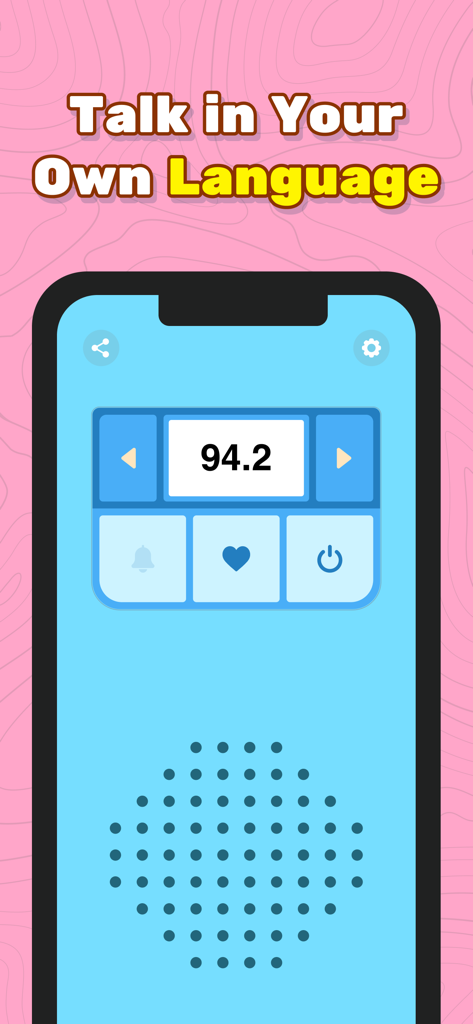Walkie Talkie Intercom App - Interface de l'application Talkie-walkie avec un thème bleu et un affichage de fréquence