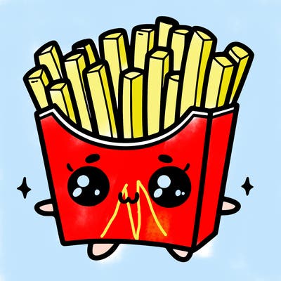a cute. french fries