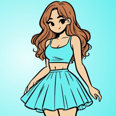 woman in a skirt and crop top