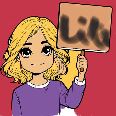 realistic girl holding up a sign