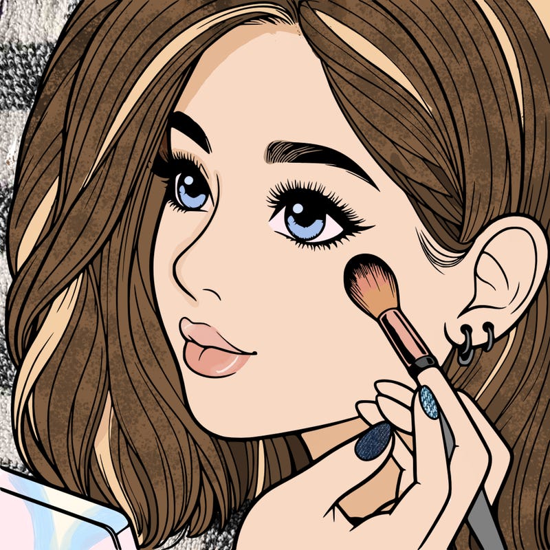 a realistic girl doing her makeup