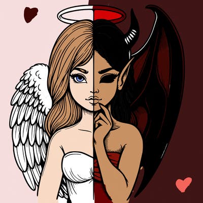 realistic angel half demon