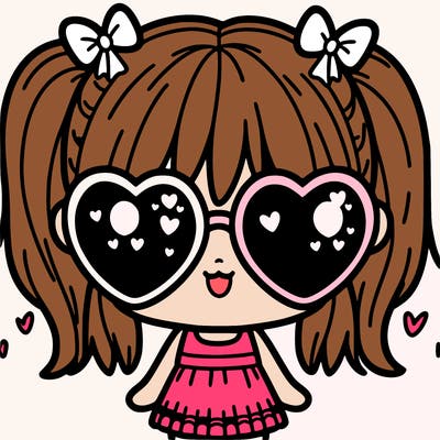 cute girl with heart sunglasses