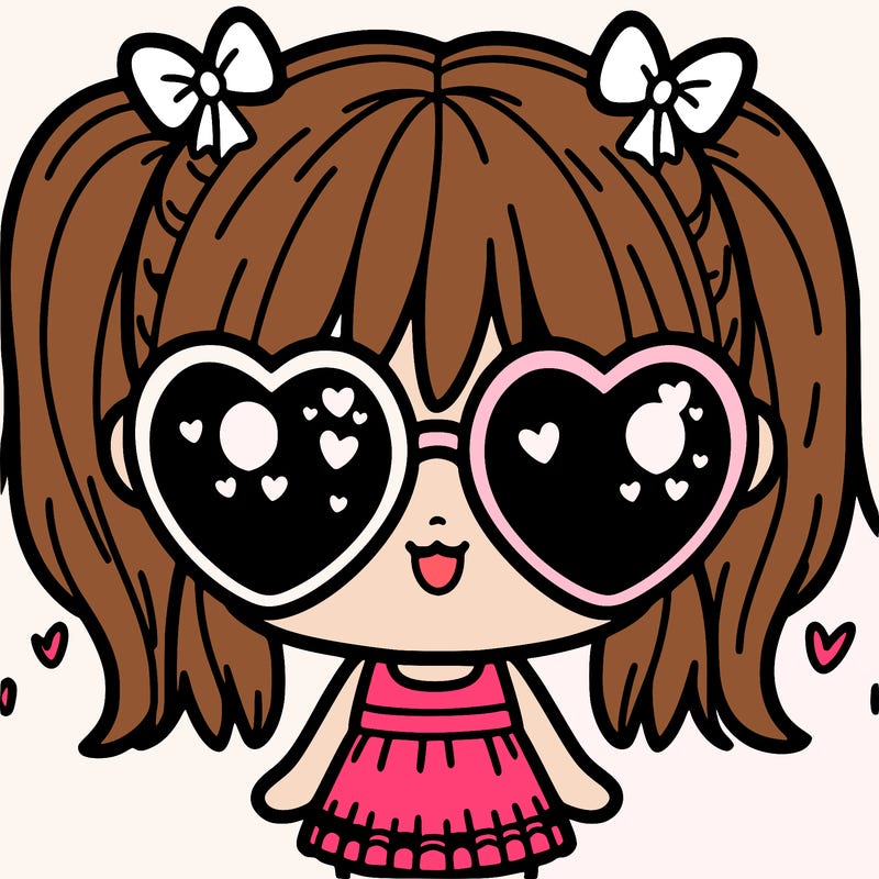 cute girl with heart sunglasses