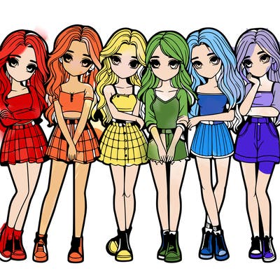 a group of girls realistic