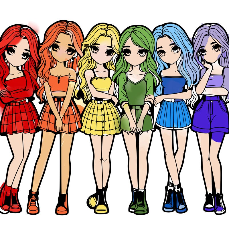 a group of girls realistic