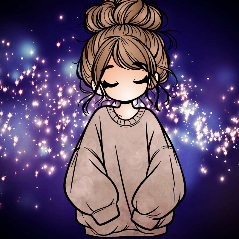 girl with baggy sweatshirt and messy bun