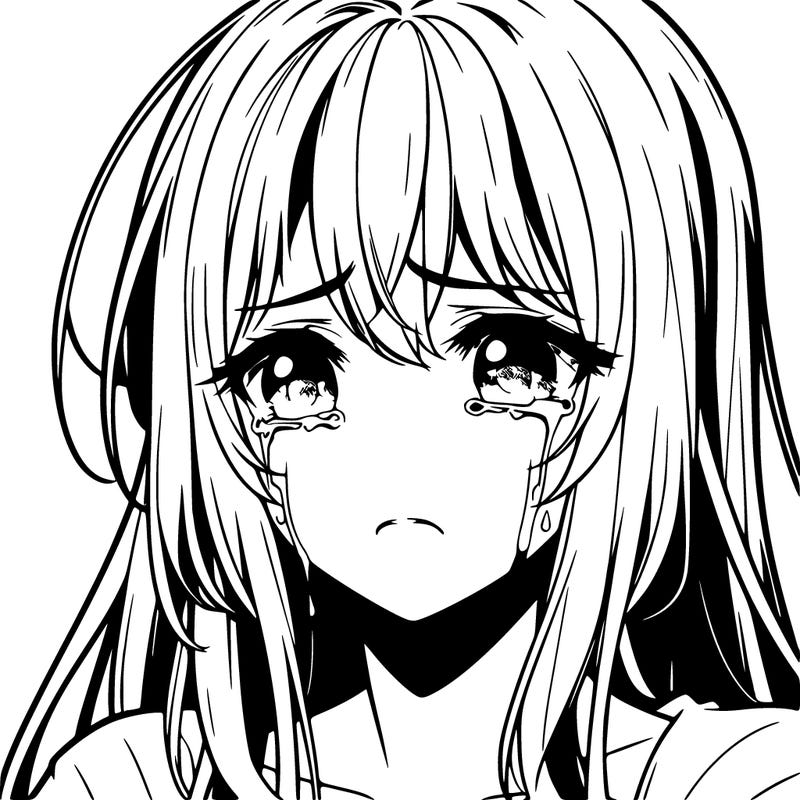 sad girl crying realistic anime