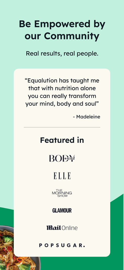 equ app - Testimonios de la comunidad de la app equ y reportajes de medios como Elle y Glamour.