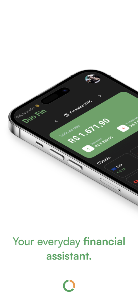 Duo Fin - Budget Planner - Interfaz de la aplicación Duo Fin - Planificador de Presupuestos mostrada en la pantalla de un iPhone