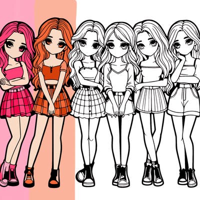 a group of girls realistic