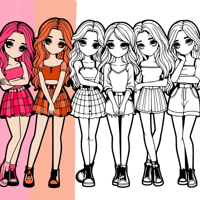 a group of girls realistic