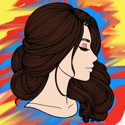 realistic woman's head & hair