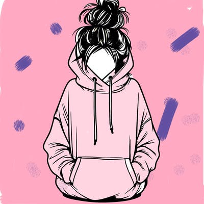 girl with messy bun and an oversized hoodie
