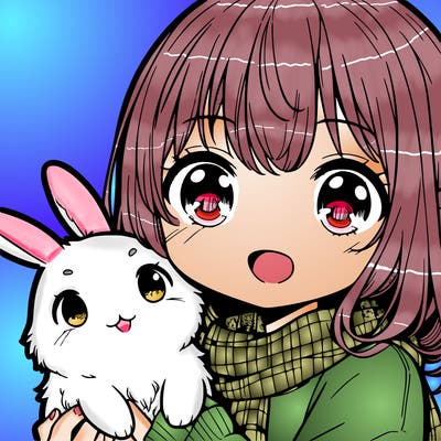 manga girl with her bunny